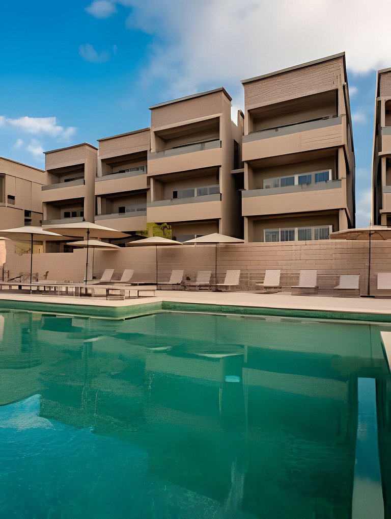 Depa 2 habitaciones, 2 baños Vista al Patio y Alberca