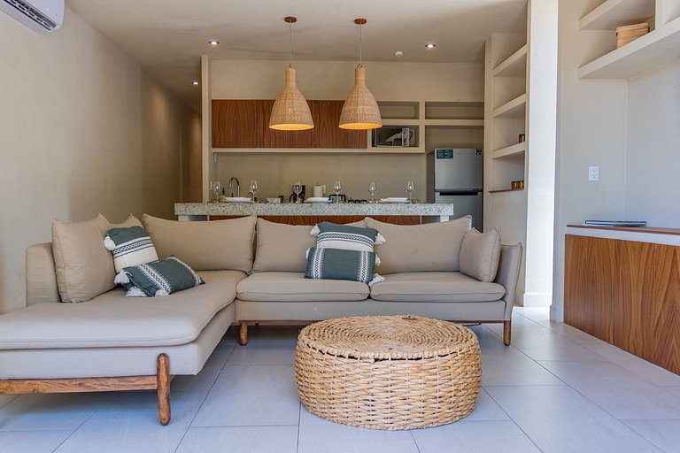 Depa de 1 habitación con salida al patio
